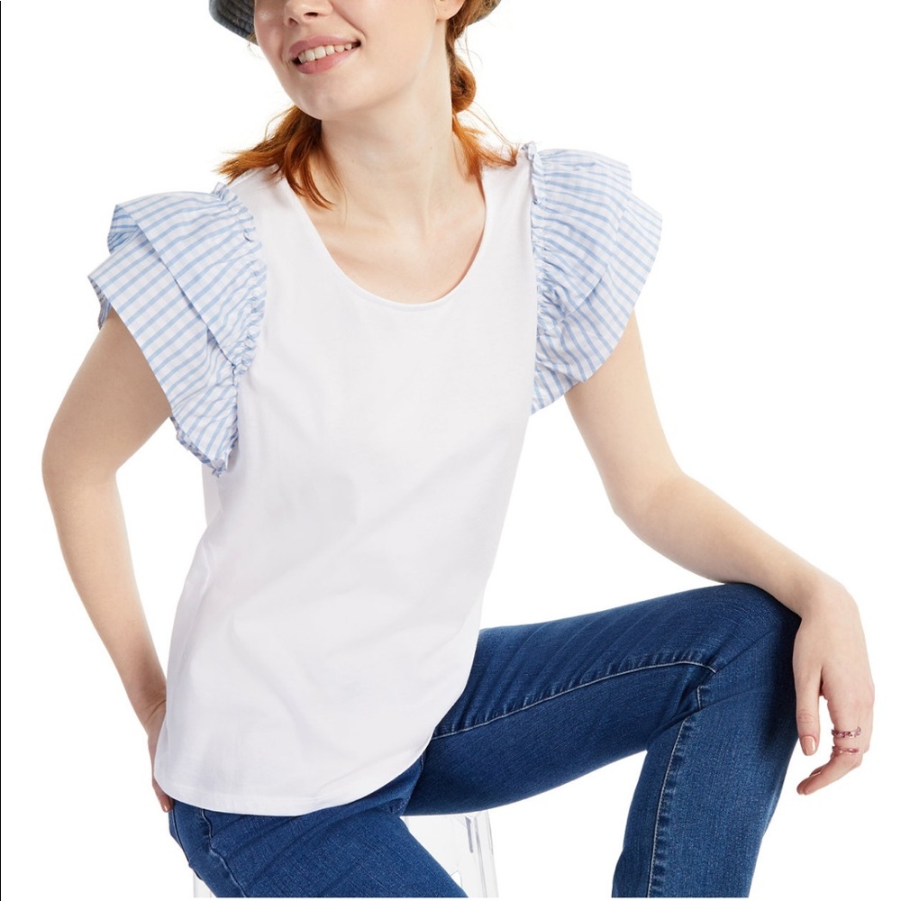 Petite Short-sleeve, Ruffled top